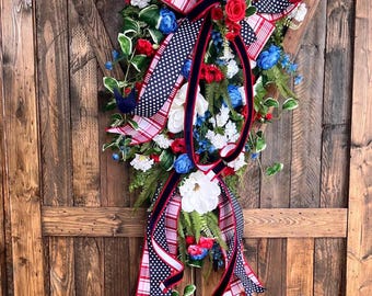 Guirnalda patriótica de verano de EE. UU., adorno de pared patriótico americano del 4 de julio, decoración para el porche de Estados Unidos, decoración para las vacaciones de verano.