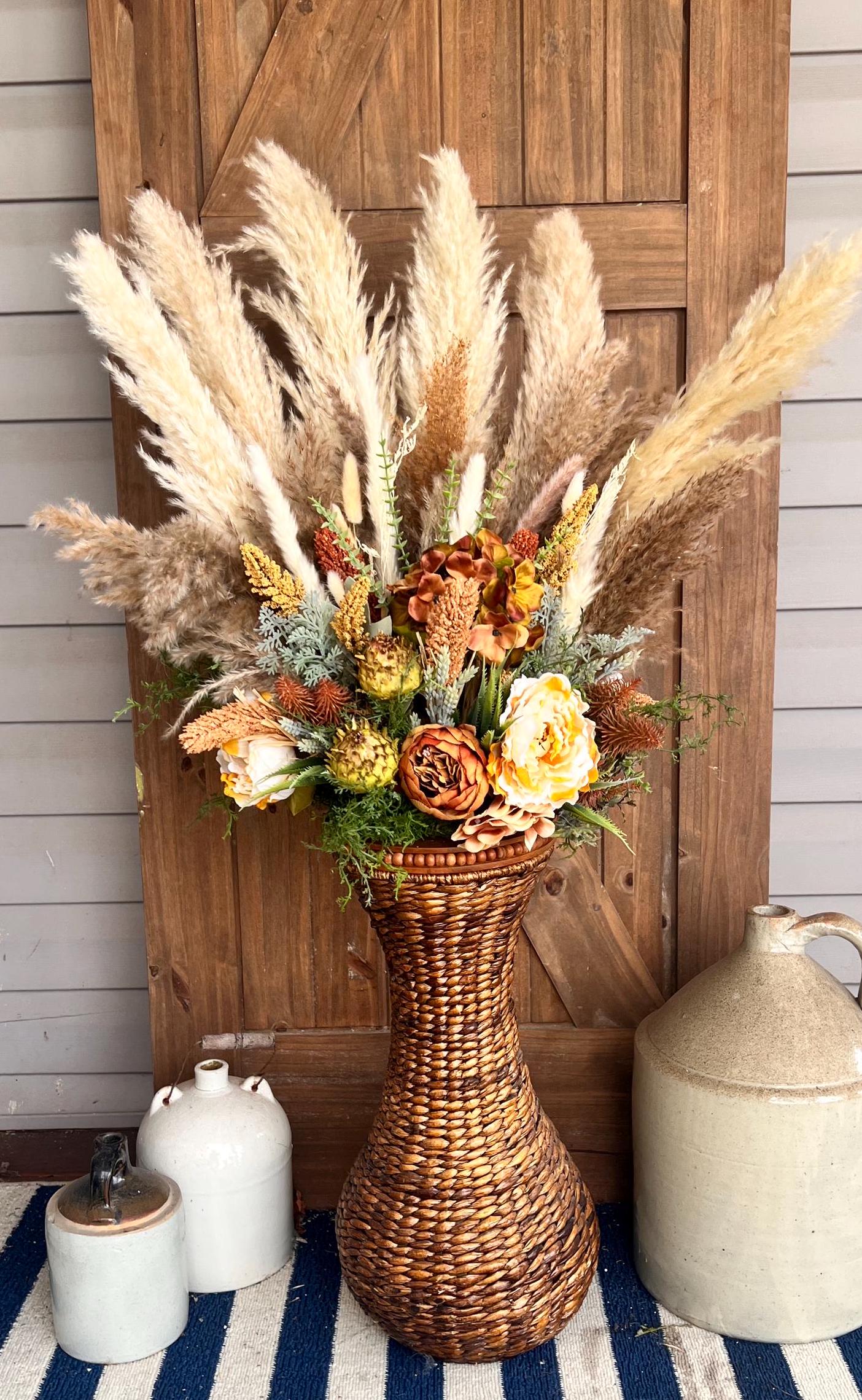 Centro de mesa con estilo pampas bohemio chic, decoración de repisa de mesa  alta de pampas naturales, decoración con acento de plumas altas, pasillos  de boda bohemios - Etsy México, image size:1404x2279