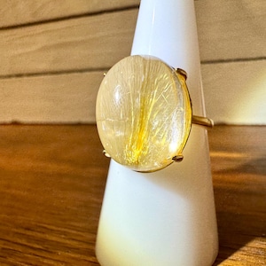 Adjustable Golden Rutile Quartz Ring