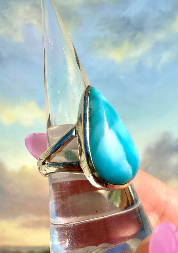 Larimar Silver Ring - US Size 9 - image 3