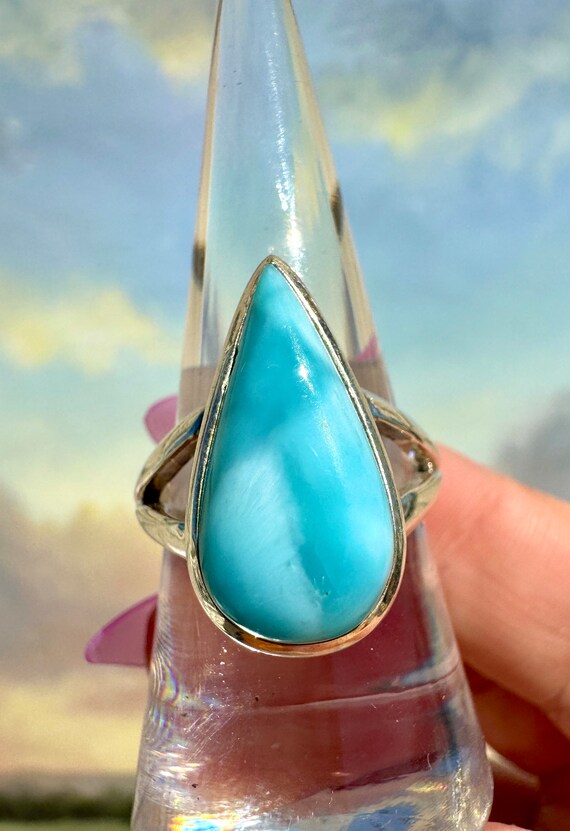 Larimar Silver Ring - US Size 9 - image 4