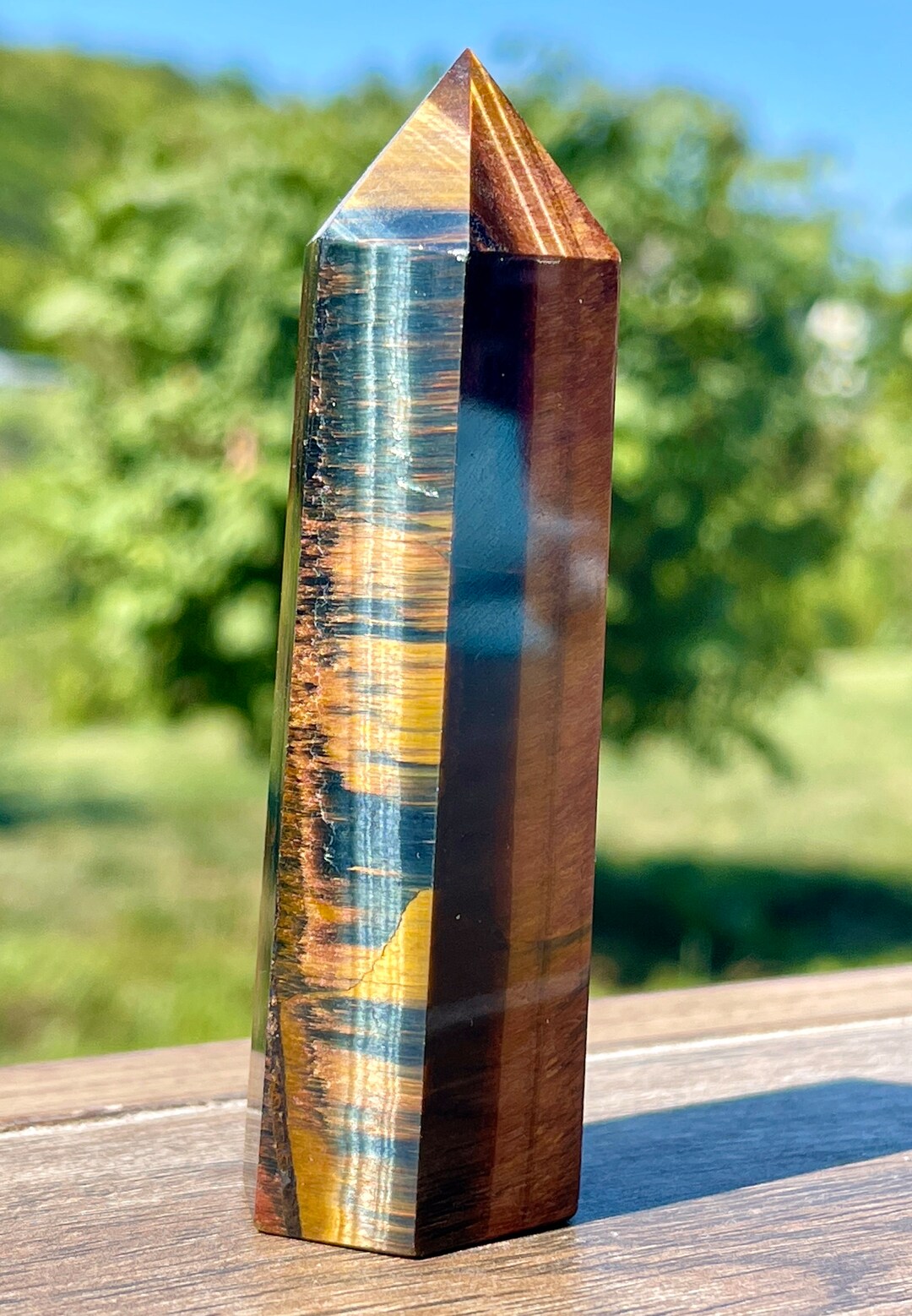 Flashy Tigers Eye Crystal Tower Point - Etsy