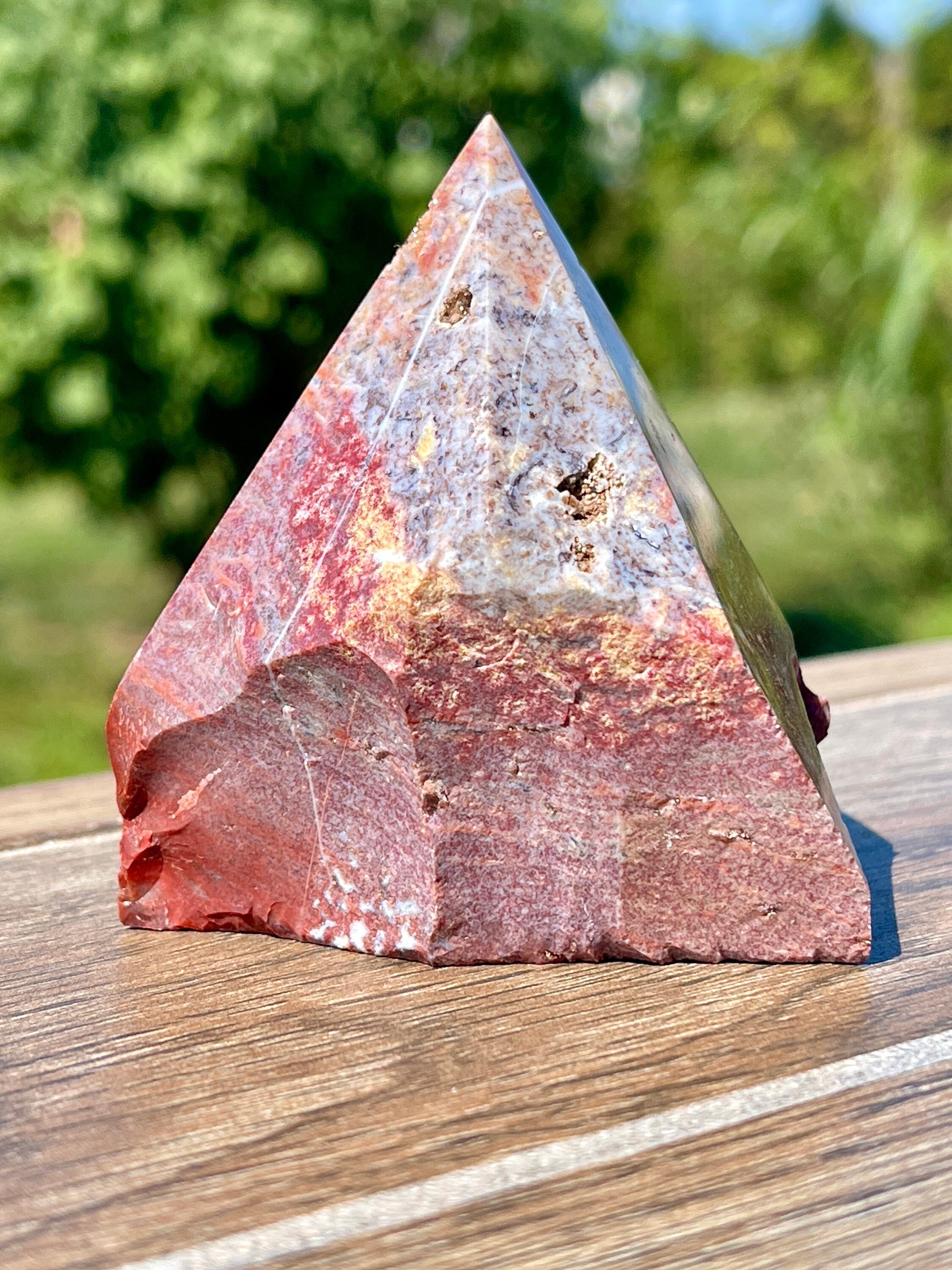 オーシャンジャスパー ピラミッド Colorful Sea Jasper Crystal Pyramid Semi-polished Point