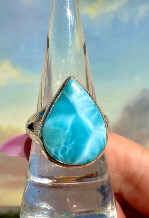 Larimar Silver Ring - US Size 8