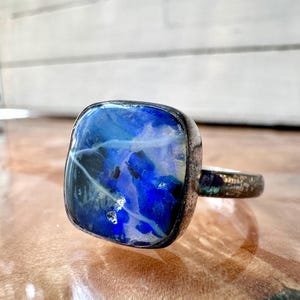 Boulder Opal Silver Ring - US Size 11.5