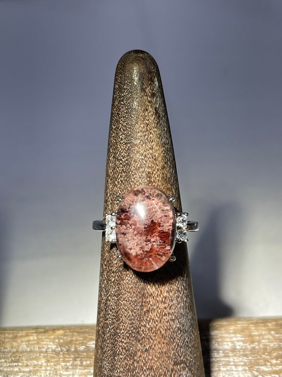 Red and Pink Phantom Garden Quartz Ring with Adju… - image 5