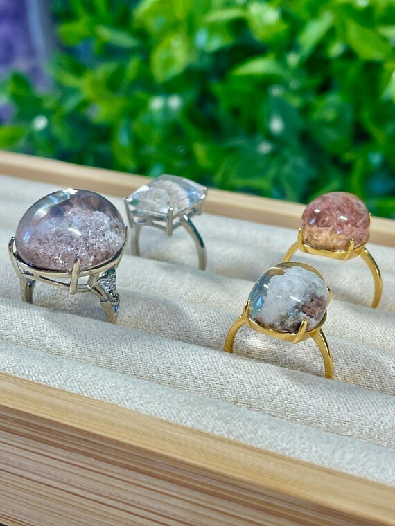 Multicolor Phantom Garden Quartz Rings With Adjustable Band Jewelry Etsy Australia