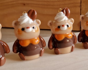 coffee bear - handmade polymer clay charm