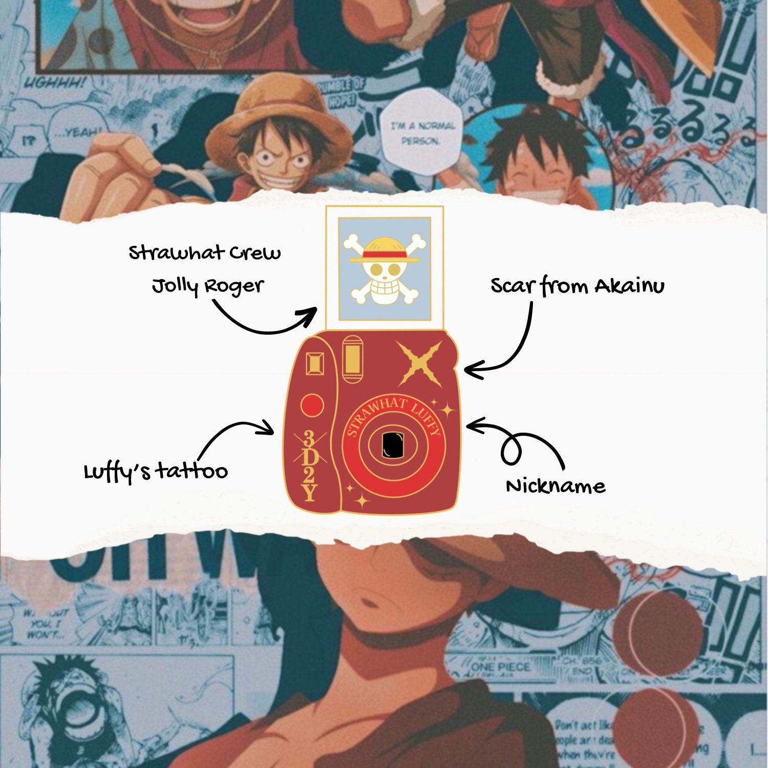 One Piece Pin Badge with Movie Z Promotional Postcards Luffy