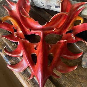 leather mask - red/orange fairy dragon (fire)