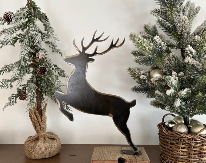 RUSTIC METAL REINDEER, Table Top Reindeer, Metal Deer, Raw Steel Reindeer, Winter Decoration