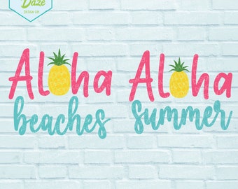 Aloha SVG Bundle | Aloha summer SVG | Aloha Beaches svg | pineapple SVG | summer tshirt design png | beach life svg | Hawaiian beach svg