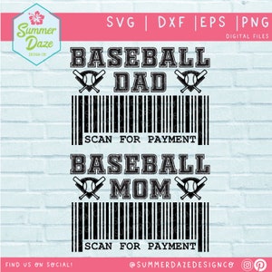 Honkbal moeder vader SVG bundel | Honkbal vader | Honkbal ouder png | Scan voor betaling svg | Honkbal moeder png | Honkbal SVG | Reisbal SVG