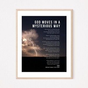 Inspirational classic poem, William Cowper, God Moves in a Mysterious Way, Digital Print, Inspirational Poster