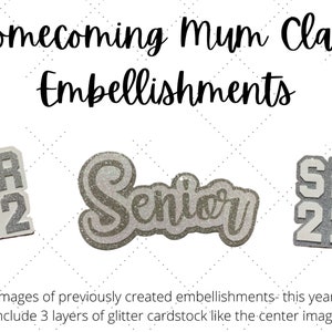 Homecoming Mum Class Embellishments | Class Year | Freshman | Sophomore | Junior | Senior | Glitter Embellishments