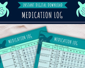 Printable Medication Tracker | Chronic Illness | Invisible Illness | Weekly Habit Tracker | Self Care Tracker | Medication Log