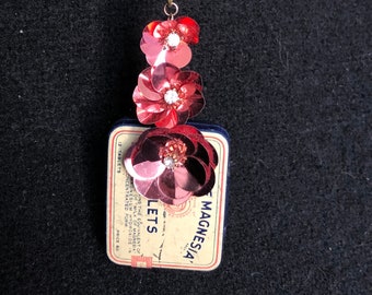 Vintage Milk of Magnesia Tin Floral Necklace