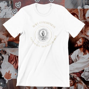 Holy Communion Catholic Unisex Tee Shirt, Religious First Communion T-Shirt, Church Christian Gift, Catholic Confirmation Top, Spiritual