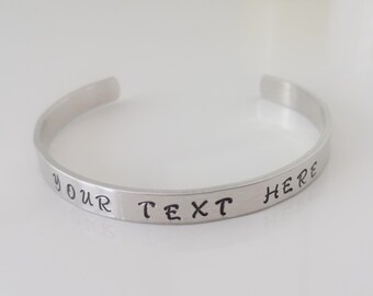 Personalised Bracelet / Customised Jewellery / Metal Aluminium Bracelet / Custom Bangle / Text Words Name / Mother's Day Gift