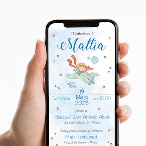Invito digitale Piccolo Principe - invito digitale battesimo - comunione - cresima - invito digitale personalizzato