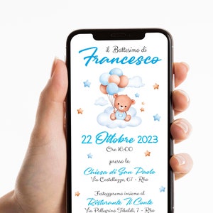 Digital Invitation Teddy Bear - Digital Invitation Baptism - Personalized Digital Invitation