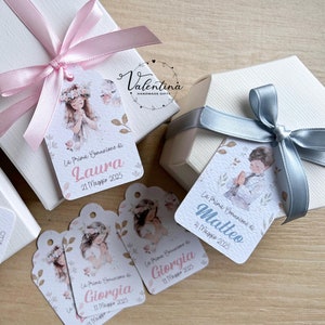 Tag personalizzate Prima Comunione bimba/bimbo - biglietti bomboniere comunione - tag bomboniere