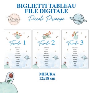 Biglietto tableau -  file digitale personalizzato - Piccolo Principe - battesimo - prima comunione - cresima