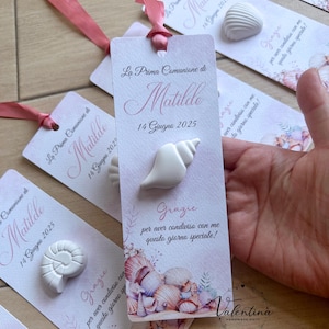 Segnaposto mare con gessetto profumato conchiglie personalizzabile battesimo prima comunione cresima  -  Segnalibro e Gessetto profumato