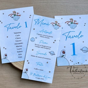 Set menù - segnatavoli - biglietti tableau Piccolo Principe personalizzato- battesimo-comunione- cresima