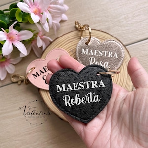 Portachiavi cuore  similpelle Saffiano - idea regalo maestre