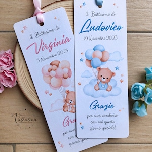 Segnalibri orsetto personalizzabili - segnalibri battesimo - segnaposto
