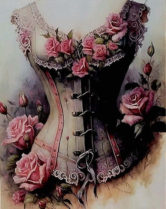 Society6 ケース Flower by Loredana Vintage Corset With Roses Boudoir Shabby Chic Wood Canvas