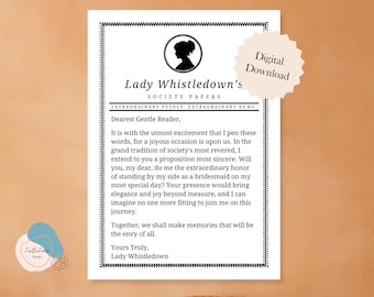 Lady Whistledown Bridesmaid Proposal DIY Bridesmaid Proposal Card, Printable Bridesmaid Proposal Card, Affordable Bridesmaid Proposal Card