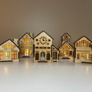 Miniature Village Houses, Christmas Houses, Holiday Houses/Unique Gift/Wooden Houses