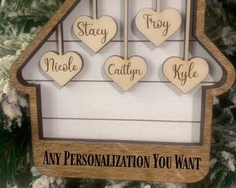 2023 Personalized Family House Ornament With Hearts/ 1-10 Names/Custom Christmas Ornament