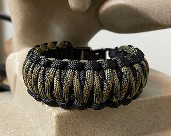 Pulsera de paracord hecha a mano – Tejido King Cobra, unisex, paracord 550.