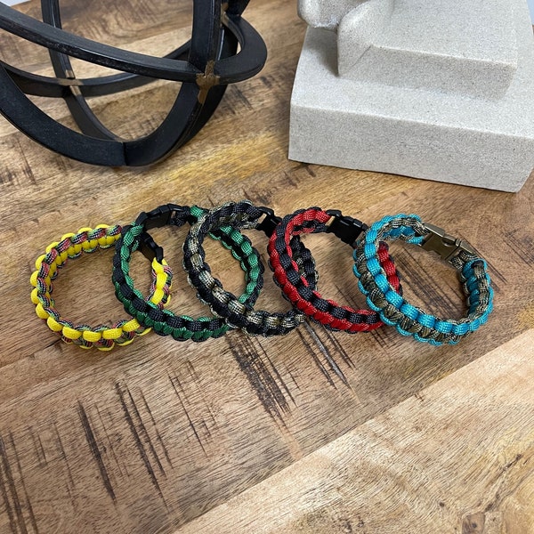 Cobra Style Paracord Bracelet - Two Colors - Made to Order – Plastic or Metal Buckle – Many COLORS to Choose From