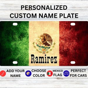 Placa personalizada con la bandera de México / Bandera mexicana rústica / Placa de aluminio personalizada para coche / Placa de matrícula para moto / Placa de matrícula / Placa de matrícula personalizada para coche