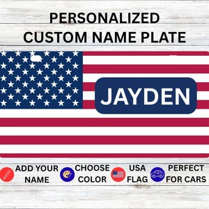 Targa personalizzata con bandiera USA / Bandiera americana classica / Targa personalizzata in alluminio per auto / Targa per moto / Targa USA / Targa personalizzata per auto