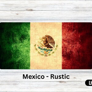 Placa personalizada con la bandera de México / Bandera mexicana rústica / Placa de aluminio personalizada para coche / Placa de matrícula para moto / Placa de matrícula / Placa de matrícula personalizada para coche