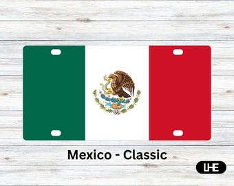 Placa personalizada con la bandera de México / Bandera clásica mexicana / Placa de aluminio personalizada para coche / Placa de matrícula para moto / Placa de matrícula / Placa de matrícula personalizada para coche
