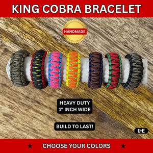 Bransoletka paracord King Cobra – ręcznie robiona, wybierz swoje kolory