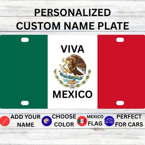 Placa personalizada con la bandera de México / Bandera clásica mexicana / Placa de aluminio personalizada para coche / Placa de matrícula para moto / Placa de matrícula / Placa de matrícula personalizada para coche