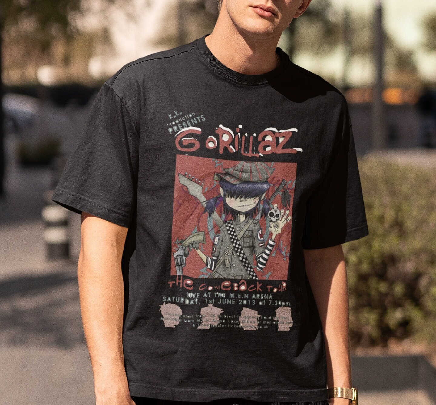 T-shirt Officiel Gorillaz Logo – Coupe Unisexe En Coton, Couleur Noire, Taille S à XXL
