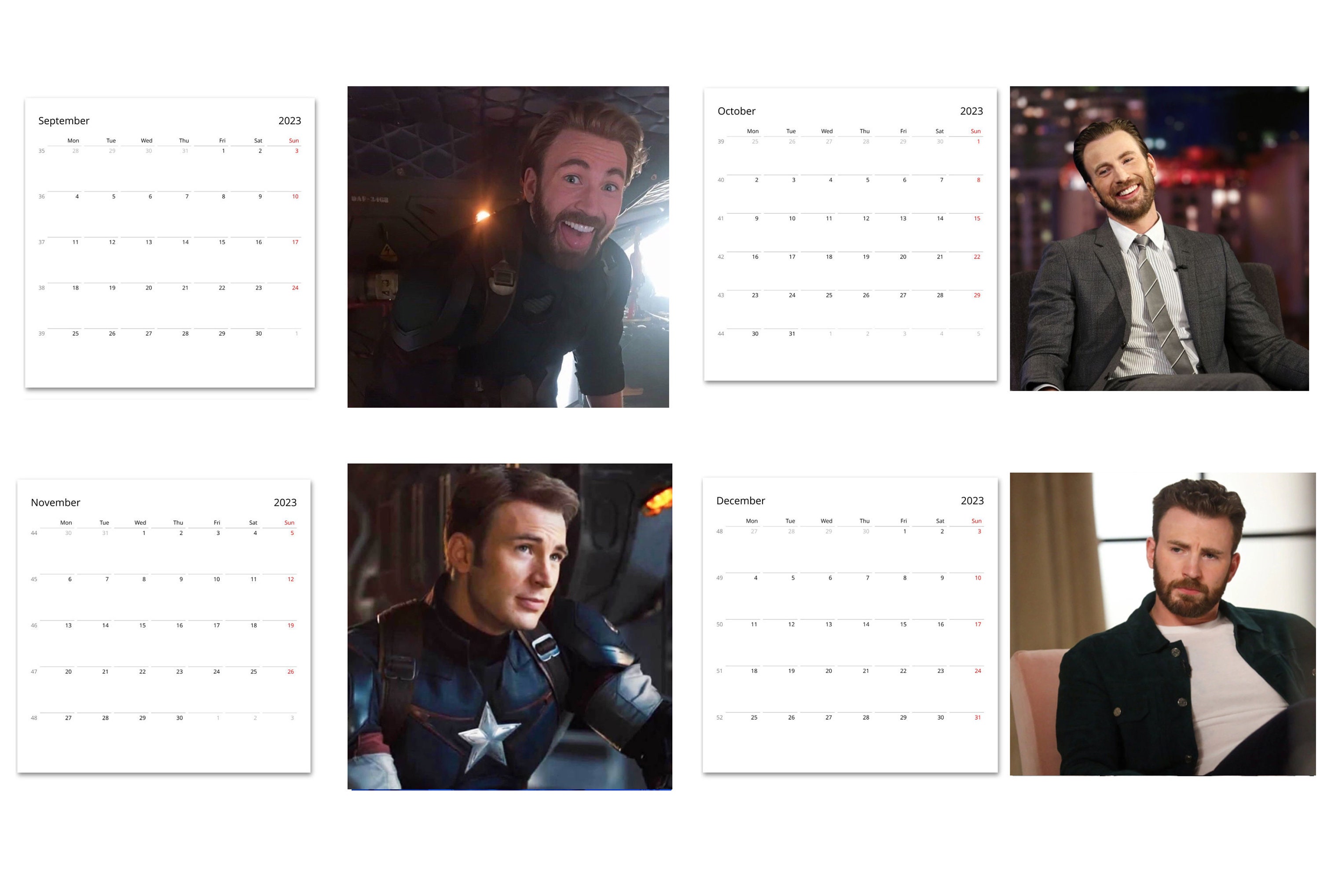 2023 Chris Evans Calendar Celebrity Calendar 2023 Wall Etsy Ireland