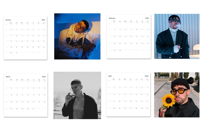 2023 Bad Bunny Wall Calendar Bad Bunny Calendar 2023 Wall Etsy Ireland