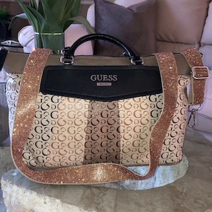 Bronze Rhinestone Purse Strap Adjustable Crossbody Sparkle Bag Beaded Shoulder Handbag Stadium Concert Accessory Festival Interchangeable Handle Swivel Clasp Hardware Game Day Ready Clear Bag Strap Team Colors Football Mom Pageant Mom Gift Pageant Girl Crown Case Strap