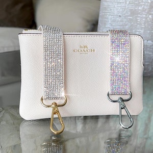 Slim Ivory 1" Rhinestone Crossbody Strap; Skinny Sparkle Replacement Purse Strap; Clear or AB Crystals; Silver or Gold Hardware