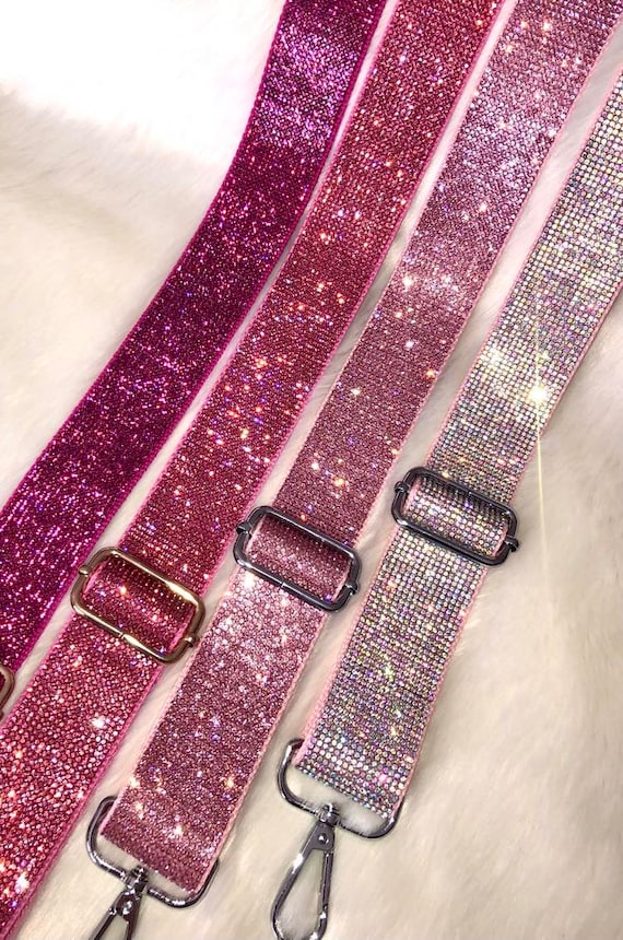 Light Pink Sparkle Crossbody Strap, Beaded 1.5