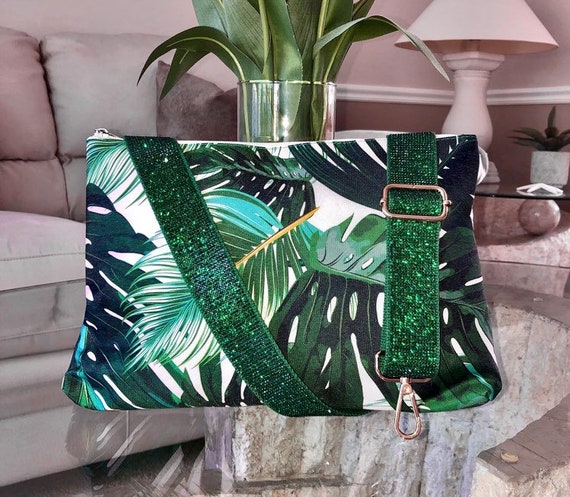 Emerald Green Sparkle Crossbody Strap Hunter Green Rhinestone Replacement Strap for Purse Bag or Tote Gold or Silver Hardware